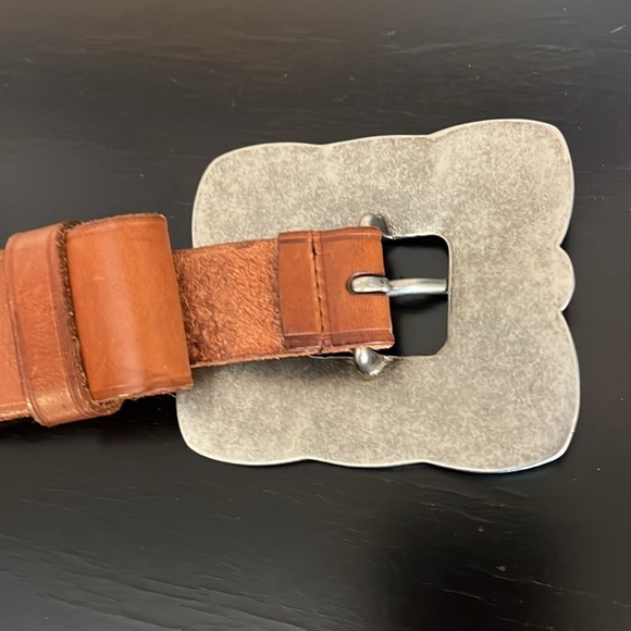 Brown Leather Belt with Silver Buckle - Picture 10 of 14